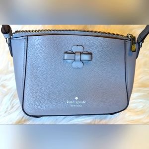 EUC Kate Spade Talia soft taupe pebbled leather silver tone hw zip top closure